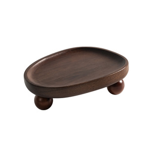 Wooden Tray Oval Acacia Wood With Beads Minimalist Design Decorative Serving <b>Storage</b> Display Dish - Product Image 5