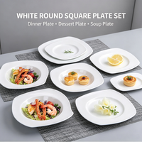 Assiettes en porcelaine à bords carrés, assiette à dîner 10,5 pouces, assiette à dessert 8 pouces, assiette à soupe 9 pouces, écologiques, contemporaines, pour restaurant et maison