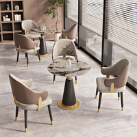 Meubles de restaurant, ensembles de tables à manger design, style moderne de luxe, plateau en métal et marbre pour salon et réception d'hôtel