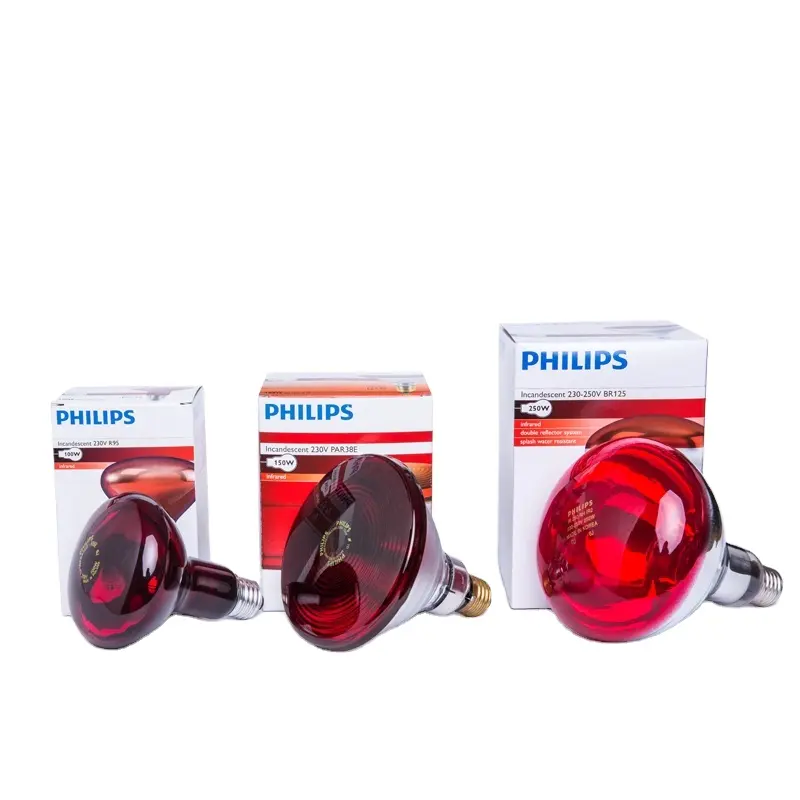 Philips di Calore A Raggi Infrarossi Della Lampada Della Luce E27 Lampadina 100W 150W 250W (230V) A Infrarossi fisioterapia lampada