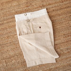 Pantaloncini <span class=keywords><strong>Bermuda</strong></span> da <span class=keywords><strong>Uomo</strong></span> in Lino 100% Traspirante, Leggeri, Lavati, con Chiusura a Cerniera, Stile Casual Italiano - Product Image 4