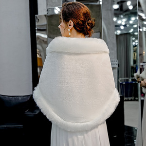 S4341F nuovo abito <span class=keywords><strong>da</strong></span> sposa ispessito caldo mantello damigella d'onore scialli bianchi per le donne invernali - Product Image 4