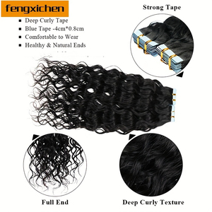 Extensioni per capelli con nastro adesivo, capelli umani ricci profondi, 20 pezzi, 50g, extension adesive senza cuciture per donne - Product Image 5