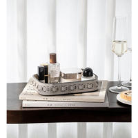 Plateau rectangulaire en cuir PU, organiseur de bureau pour cosmétiques, clés, télécommande, boîte de rangement décorative pour le salon, table
