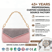 Sac à bandoulière à rabat en cuir d'autruche gaufré rose poudré et gris avec chaîne dorée, sac à main de luxe élégant et chic pour femme, personnalisable OEM