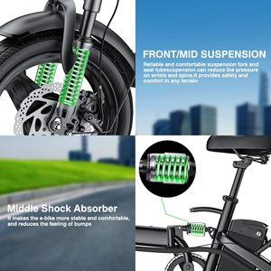 Bicicleta Eléctrica Plegable LelekuaI de 14 Pulgadas, Motor sin Escobillas de 500W, Batería de Litio, Alcance de 32 Millas, Bicicleta Eléctrica para Desplazamientos - Product Image 6