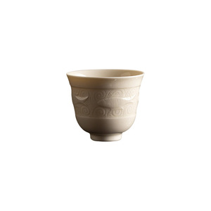 Guanlan Chinese Style Ding Kiln White Ceramic <b>Teacup</b> Fish And Algae Relief Round Porcelain Tea Cup For Home Use Afternoon Tea - Product Image 5