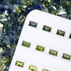 새로운 머신 컷 천연 루스 스톤 바게트 패싯 컷 2x4mm 천연 커런덤 그린 사파이어 품질 AAAA - Product Image 5