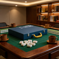 Kotak Penyimpanan Ubin Mahjong Kulit PU Cangkang Keras Mewah dengan Pegangan Nyaman dan Kait Pengaman untuk Mengatur Ubin, Paket Hadiah Liburan