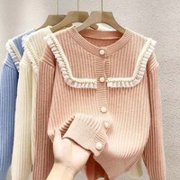 Cárdigan de un solo pecho de lujo para mujer Diseño elegante con cuello redondo Nuevo abrigo de invierno con estilo informal y logotipo frontal
