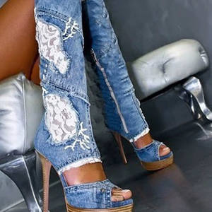 Scarpe da <span class=keywords><strong>donna</strong></span> con punta aperta da <span class=keywords><strong>donna</strong></span> scarpe con tacco alto sopra il ginocchio - Product Image 5