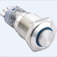 ELEWIND Interrupteur à bouton-poussoir momentané en acier inoxydable 16 mm IP67 avec anneau lumineux (PM162H-11E/R/12V/S/IP67, CE, ROHS)