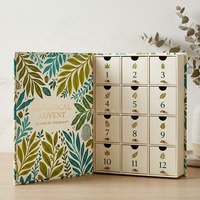 Boîte cadeau calendrier de l'avent vide en matériaux recyclés personnalisés, 12 tiroirs, fermeture magnétique, emballage rigide