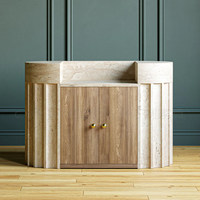 Bureau d'accueil en marbre chinois moderne, style italien minimaliste, en marbre naturel et travertin, design haut de gamme pour hôtel