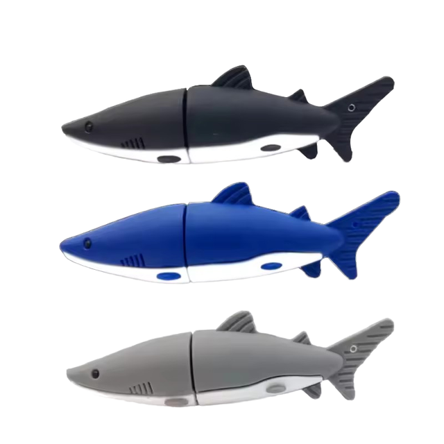 Top Sales 100% Original 3D Shark Shape USB Stick 1GB-128GB PVC USB Flash Drives New Silicone Material