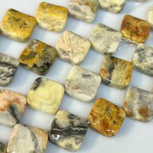 Perçage d'agate folle carrée arquée double face de 16mm le long <span class=keywords><strong>des</strong></span> diagonales d'un carré Approx: 23 pièces/str - Product Image 2