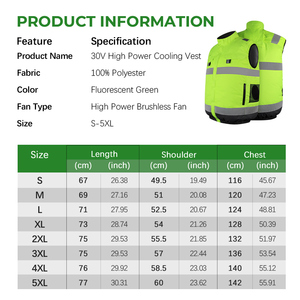 Cooling Solution 30V <b>High</b> <b>Power</b> Reflective Safety Vest <b>Fan</b> Strong Airflow ANSI Class 1 Waterproof GUANGAN Brand for Construction - Product Image 3