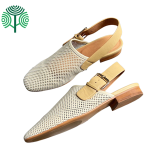 Sandalias Planas de Piel de Cordero 100% con Plantilla de Piel de Cordero para Mujer, Sandalias Huecas con Tiras Anchas, Zapatos Tipo Mule, Personalización de Logotipo de Fábrica - Product Image 1