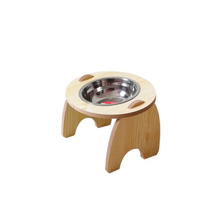 Ensemble de bols à nourriture pour chats Plats surélevés en acier inoxydable pour animaux de compagnie Support en bois Grand moyen Petit taille Chiens Chats - Product Image 2