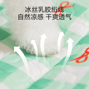 Tapis pour animaux de compagnie, rectangulaire, respirant, vert et bleu, pour chien, pour dormir, utilisation été et hiver - Product Image 3
