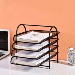 Office <b>Table</b> Sorter Circular Arc 4-layer Metal Mesh File Rack Magazine Sorting Rack Office Home School File Rack - Product Image 6