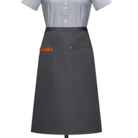 Tabliers de Serveur Noirs à Rayures, Courts, Mi-taille, avec Logo Personnalisé, en Toile Noire, pour Cuisine et Travail