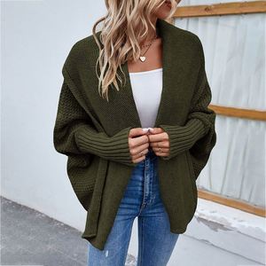Women's Casual Wool/Cashmere Autumn Solid Color O-Neck Regular Sleeve Loose Knitted Coat commuter <b>Cardigan</b> <b>Sweater</b> J0204 - Product Image 5