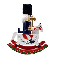 Nouveau Cheval à Bascule en Bois Casse-Noisette 30,5 cm, Soldat Traditionnel en Bois de Pin, Style Européen de Noël, Décoration de Bureau