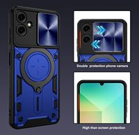 Coque de protection robuste avec cache-objectif coulissant et béquille rotative intégrale pour Samsung Galaxy A07 A17 A27 A37 A47 A57