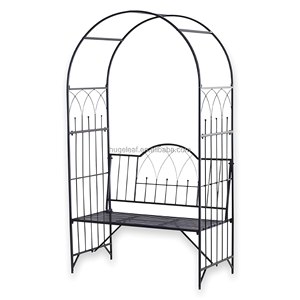<strong>Garden</strong> <strong>Arch</strong> <strong>with</strong> Bench Steel Powder Coated Heavy Duty Rose Climbing Support Outdoor Decoration - Product Image 1