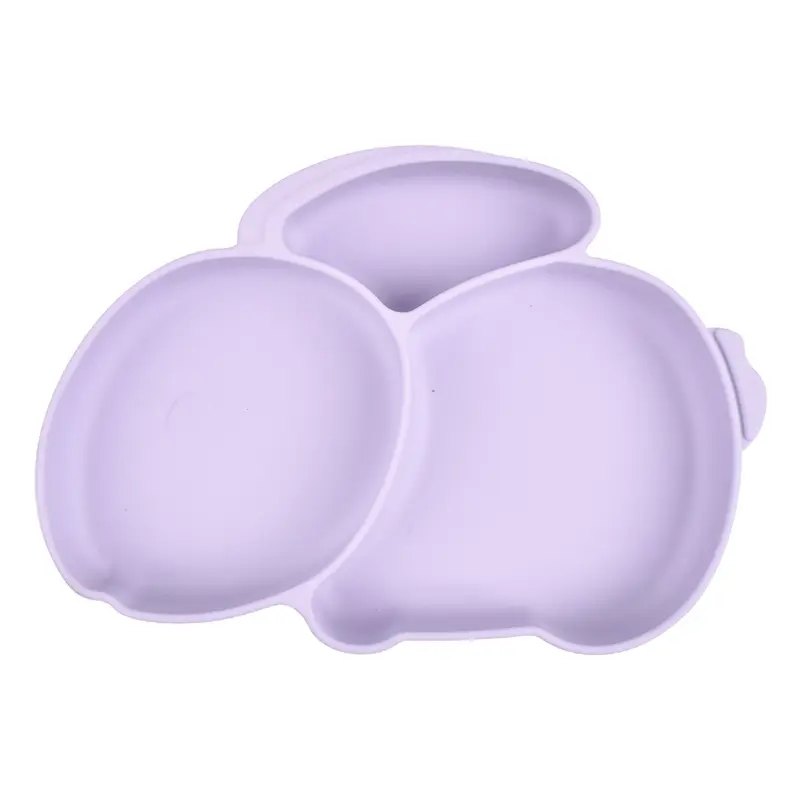 New design rabbit shape bpa free Kids Dining baby feeding bowl suction divider silicone baby plate