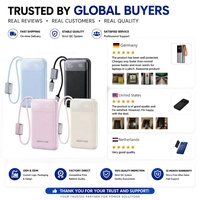 Batería Externa Delgada de 20000 mAh con Cable de Carga Integrado, Pantalla LED, 22.5 W, 10000 mAh, Salida Rápida, Entrada USB C para Negocios