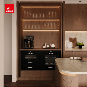 Cuisine scandinave moderne en <span class=keywords><strong>bois</strong></span>, armoires de cuisine personnalisées en chêne blanc et placage de noyer, avec portes, plan de travail en granit - Product Image 2