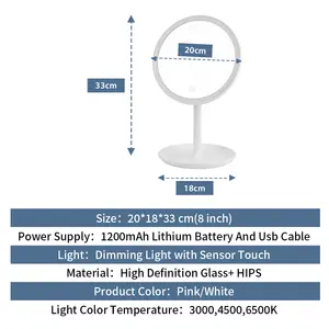 Grosir Cina cermin rias meja portabel gaya cermin rias bepergian dengan lampu LED