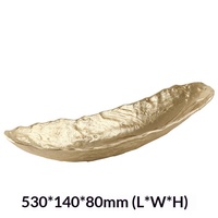 Plateau créatif en résine synthétique motif feuille, style bateau, haut de gamme, luxe léger, pour salon et table à manger, doux au toucher