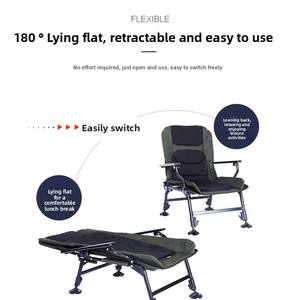 Silla de Pesca Ajustable para Todo Terreno, Respaldo de 3 Posiciones, Silla Plegable Portátil para Exteriores y Camping con Patas Telescópicas - Product Image 4