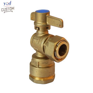 Vanne à boisseau sphérique angulaire en laiton Yod, service d'usinage CNC de précision manuel OEM, 90 degrés NPT BSPP, sans plomb, pour ligne d'alimentation en eau - Product Image 1