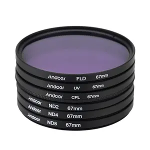 Andoer 67mm UV CPL FLD ND写真フィルターキットDSLR用紫外線円偏光蛍光中性密度フィルター