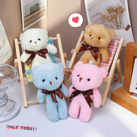 Porte-clés en peluche ours mignon de 4 pouces, pendentif pour sac cadeau, breloques, accessoires, animal en peluche de dessin animé