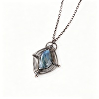 Collier pendentif en labradorite de style vintage, tissé à la main en forme d'araignée, plaqué en bronze antique, cadeau de fête pour femmes