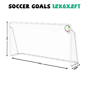 Portería de Fútbol de Tamaño Estándar, Modelo Completo, de Metal Blanco con Malla, para Separar a la Ofensiva y a la Defensa, Disponible en Almacén de EE. UU. - Product Image 2