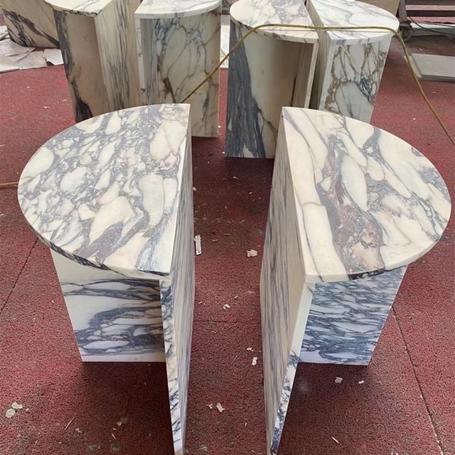 Custom Violet Calacatta Viola Marble Nordic Modern Luxury Tall Stand Calacatta Viola Marble Coffee Side Table