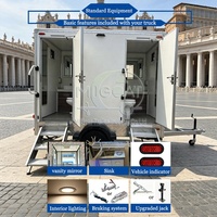 Offerta Speciale: Rimorchio Bagno Mobile a 2 Postazioni con Asse Singolo, Toilette Portatile con Lavandino e Specchio per Eventi all'Aperto e Cantieri