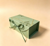 Boîte cadeau personnalisée en papier métallisé botanique avec ruban en satin, boîte d'emballage pour bonbons et chocolats pour mariage, souvenir de fête d'anniversaire