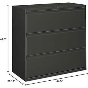 Archivador lateral metálico Alera con 3 cajones para documentos tamaño legal/letter/A4/A5, 42 x 18.63 x 40.25 pulgadas, color carbón - Product Image 2
