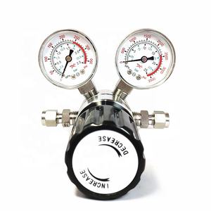 Régulateur de gaz en acier inoxydable 316L à ressort à une seule étape, réglable, O2 N2 He <span class=keywords><strong>2</strong></span>, manomètre de pression en bar Kpa pour la gestion du gaz - Product Image 2