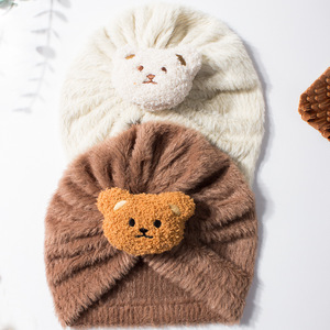 Neue Europäische und Amerikanische Plüsch-Babymütze, Niedliche Einfarbige Bären-Kindermütze, Herbst- und Winter-Warme Säuglingsmütze - Product Image 4