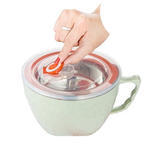 Tazón de fideos de acero inoxidable y tazón de sopa con asa y tapa - Product Image 3