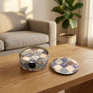 Juego de Posavasos de Madera Pulida de Lujo, para Tazas de Café, Té, Copas de Vino, Resistentes al Calor, Plato de Madera Natural Sólida para Hogar y Oficina - Product Image 3