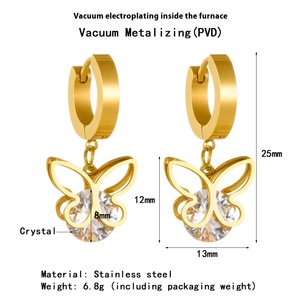 <span class=keywords><strong>Orecchini</strong></span> Pendenti di Lusso da Donna in <span class=keywords><strong>Acciaio</strong></span> al Titanio con Quadrifoglio, <span class=keywords><strong>Albero</strong></span> <span class=keywords><strong>della</strong></span> <span class=keywords><strong>Vita</strong></span> e Farfalla, Gioielli di Moda Vintage Leggeri e Versatili - Product Image 2